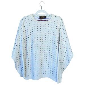 Vintage 1980s Eddie Bauer Sweater Polka Dot Cream Multi Color Women's Large